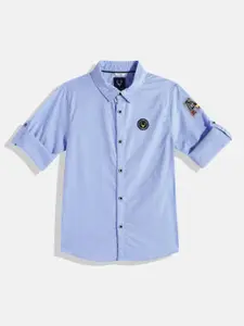 Allen Solly Junior Boys Blue Solid Pure Cotton Casual Shirt