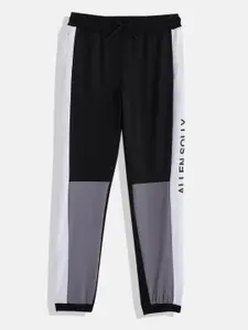 Allen Solly Junior Boys Colourblocked Sports Joggers With Side Taping & Brand Logo Print