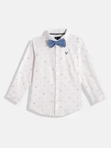 Allen Solly Junior Boys White Brand Logo Printed Pure Cotton Casual Shirt
