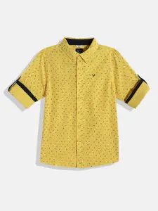 Allen Solly Junior Boys Yellow Printed Casual Shirt