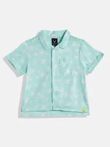 Allen Solly Junior Boys Sea Green Floral Printed Casual Shirt