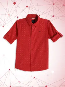 Allen Solly Junior Boys Red Printed Casual Shirt
