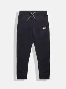 Tommy Hilfiger Boys Navy Blue Brand Logo Printed Pure Cotton Joggers