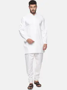 Sethukrishna Men White Solid Straight Kurta
