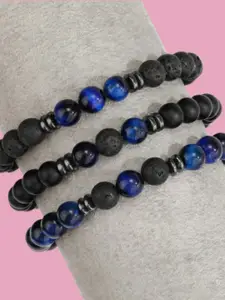 HOT AND BOLD Women Set Of 3 Black & Blue Bracelet