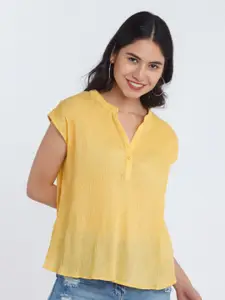 Zink London Yellow Off-Shoulder Extended Sleeves Top