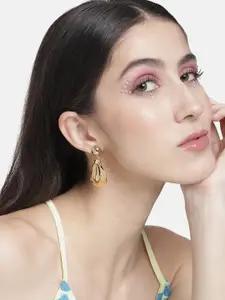 DressBerry Women Gold-Toned Contemporary Drop Earrings