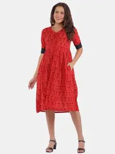 The Mom Store Red Floral Maternity Dress
