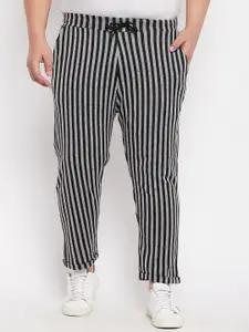 AUSTIVO Men Grey & Black Striped Printed Cotton Track Pants