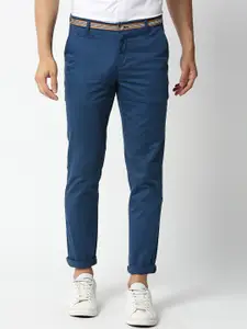 Thomas Scott Men Blue Cotton Slim Fit Chinos Trousers
