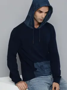 Levis Men Navy Blue Solid Pure Cotton Hooded Sweatshirt