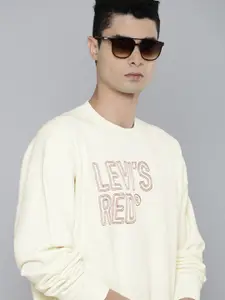 Levis Men White Graphic Printed Round-Neck Pullover Sweatshirt