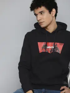 Levis Men Brand Logo Printed Hooded Sweatshirt with Drawcords Closure