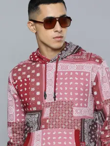 Levis Men Red & Pink Bohemian Printed Pure Cotton Hooded Sweatshirt