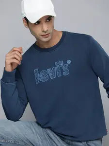 Levis Men Blue Brand Logo Printed Pullover Sweatshirt