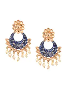 Efulgenz Blue Floral Chandbalis Earrings