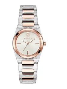 Furla Women Silver-Toned Dial & Transparent Bracelet Style Straps Analogue Watch