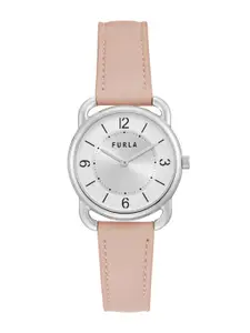 Furla Women Silver-Toned Dial & Beige Leather Straps Analogue Watch