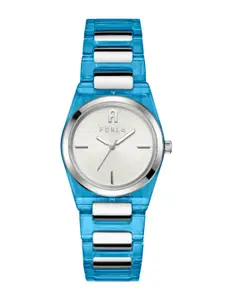 Furla Women Silver Dial & Blue Wrap Around Straps Analogue Wrist Watch WW00028007L1