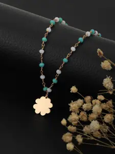 Carlton London Rose Gold-Plated & Green Brass Necklace