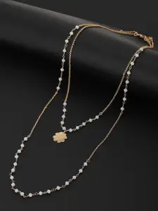 Carlton London Rose Gold-Plated & White Brass Layered Necklace
