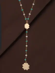 Carlton London Rose Gold-Plated & Sea Green Brass Necklace