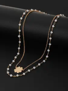 Carlton London Rose Gold-Plated & White Brass Layered Necklace