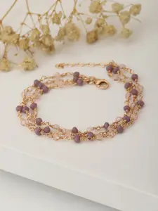 Carlton London Women Rose Gold Plated & Purple Brass Charm Bracelet