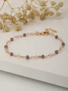 Carlton London Women Rose Gold-Plated & Purple Brass Charm Bracelet