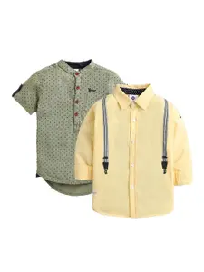 TONYBOY Boys Green Cotton Printed Premium Casual Shirt