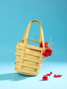 HAUTE SAUCE by  Campus Sutra HAUTE SAUCE by Campus Sutra Yellow PU Structured Satchel