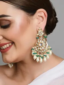 Fida Green Floral Chandbalis Earrings