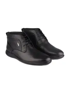 Red Chief Men Black Mid-Top Leather Formal Derby Shoes