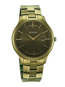Titan Men Dial & Stainless Steel Bracelet Style Straps Analogue Watch 90142QM03