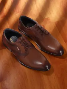 Red Chief Men Tan Brown Solid Leather Derbys Formal Shoes