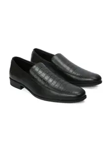Red Chief Men Black Textured Leather Slip On Formal Shoe