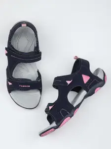 ABROS Women Navy Blue & Pink Solid Sports Sandals