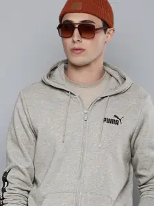 Puma Men Grey Melange Essential+ Tape Full-Zip Regular Fit Hoodie Jacket