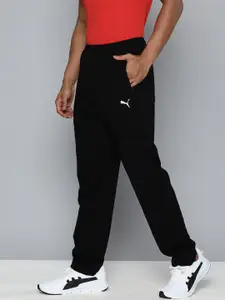 Puma Men Black Solid Mid Rise Zippered Knitted Regular Fit Track Pants