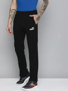 Puma Men Brand Logo Applique Mid-Rise Pure Cotton dryCELL Essential Jersey Track Pants