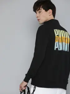 Puma Men Black White Brand Logo Summer Squeeze Slim Fit Sweatshirt