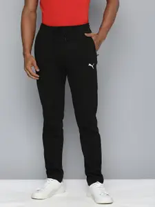 Puma Men Black Solid Mid Rise Zippered Slim Fit Knitted Regular Track Pants
