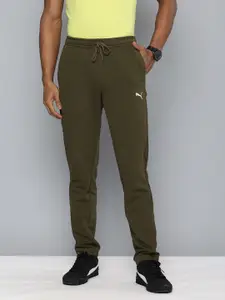 Puma Men Olive Green Zippered Knitted Slim Fit Track Pants