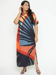 Amydus Plus Size Women Multicoloured Tropical printed Maxi Dress