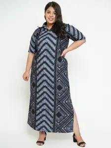 Amydus Blue & Black Tribal Maxi Dress