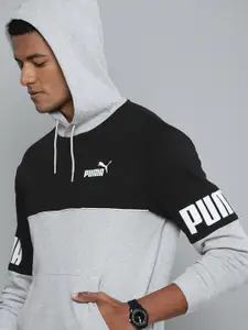 Puma Men Hooded Power Colourblocked Pure Cotton Regular Fit Sweatshirt