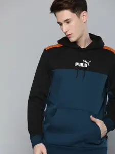 Puma Men Essential+ Block Colourblocked Regular Fit Hooded Sweatshirt