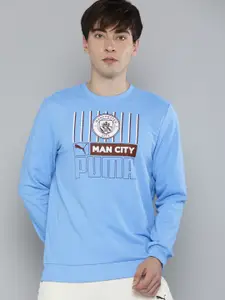 Puma Men Blue & Maroon Printed Manchester City FC Football Sweatshirt