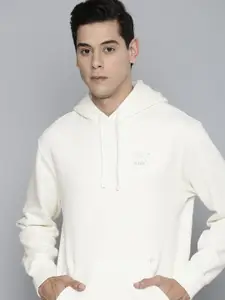 Puma Puma Men Cream-Coloured Solid Classics Hooded Sweatshirt With Embroidered Detail