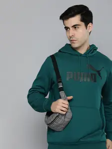 Puma Men Green Printed ESS Big Logo Hooded Sweatshirt